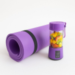 Kaasaskantav USB blender 380 ml koos lilla jooga- ja treeningmatiga &ndash; treeningkomplekt, lilla
