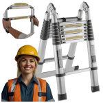 Teleskoopredel saranaga StandHeiz max. 150 kg 440 cm 4,4 m (2,2 m + 2,2 m) pikk alumiiniumist tugev, kerge, ehitust&ouml;&ouml;de jaoks