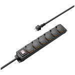 Hama V&auml;lisvalgusti Mitu Pistikut 4-Teed IP44 Ilmastikukindel 4m Kaabel Valgusega L&uuml;liti Must