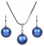 Levien Pearl Iridescent Dark Blue kaelakee ja k&otilde;rvar&otilde;ngaste komplekt