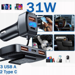 31w Autolaadija 3 x Usb A + 2 Type C