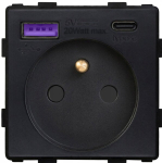 Pistikupesa 230v 2x Usb-a/c 20w kiirlaadimisega, must