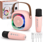 Kingitused lastele, Realplus laste karaoke 2 mikrofoniga, kaasaskantav karaoke led-peotulede ja h&auml;&auml;lemuutmise efektidega, kingitused 3&ndash;15-aastastele lastele, poistele, t&uuml;drukutele, peole