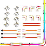 Btf-lighting fcob 3 kontaktiga 10 mm led riba pistikute komplekt l-kujuline pistik kahe otsaga juhtme pistikuga riba sm emase pistikuga &otilde;mblusteta pistik ribalt juhtmele 15 cm 22awg kaabel
