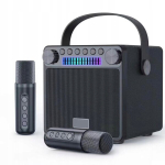Karaoke k&otilde;lar 2 juhtmevaba mikrofoni bluetooth v&auml;rvilise led-iga