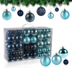 Agoer 100 j&otilde;ulupalli komplekt j&otilde;ulupuule - s&auml;delevad kaunistused, plastikust j&otilde;ulupuu pallide komplekt j&otilde;ulupuu kaunistamiseks, sinised j&otilde;ulupallid j&otilde;uludeks ja uueks aastaks