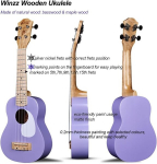 Winzz Ukulele Sopran lastele, Ukulele t&auml;iskasvanute algajate komplekt, 21 tolli, 9 tarvikuga, v&auml;ike algajate laste kitarr 4 keelt (v&auml;rvus: lilla, puit)