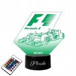 Lampi klaasil Formula F1 v&otilde;idus&otilde;iduauto 3d Led Rgb + pult 16 v&auml;rvi