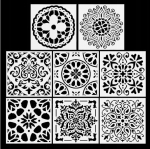 Mandala &scaron;abloonide komplekt v&auml;rvimiseks | 8 tk