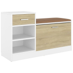 Jalatsipink, valge ja Sonoma tamm, 94,5 x 31 x 57cm, puitlaastplaat, vidaXL, Kreminė spalva