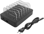 Deltaco Usb laadimisjaam, 5 porti, Usb-a + 1 Usb-c port (ilma kaablita) (must)