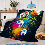 Jalgpallimotiiviga pehme tekk, soojad ja kohevad laste jalgpallitekid, flanelltekk, mikrokiust diivanitekk, ruumi kaunistus (jalgpall A, 150 x 200 cm)