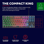Trust Gaming Gxt 833 Thado Nl/us klaviatuur Tkl disainiga - hollandi Qwerty klaviatuuripaigutus, Usa klaviatuur - anti-ghosting, mitmev&auml;rviline Led-valgustus, 12 meediaklahvi, Usb Plug & Play, Pc/s&uuml;learvuti