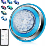 Otseselt vee alla paigaldatav 54 W 12 V led basseini valgustus veealune basseini valgustus 18 x 3 W rgb led kiibid bluetooth juhtimisrakendus ip68 seinale paigaldatav 32 valgusefekti v&auml;rvi muutvad basseini tarvikud