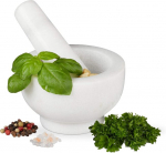 Relaxdays marmorist uhmrinuiaga, vastupidav ja kauakestev, v&uuml;rtsidele, &uuml;rtidele, poleeritud kivist uhmrinui, l&auml;bim&otilde;&otilde;t 10 cm, v 120 ml, valge, 6 x 10 x 10 cm