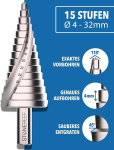Stone Reef professionaalne astmeline puuriteras, valmistatud hss terasest - [15 astet | l&auml;bim&otilde;&otilde;t 4-32 mm] - kooniline puur, koorimispuur, metallile, augupuur, lehtmetalli puur, plastpuur, augul&otilde;ikur, augul&otilde;ikur