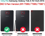 Procase Samsung Galaxy Tab A 10.1 &uuml;mbris - Stendiga Folio &uuml;mbris Galaxy Tab A 10.1 tollisele tahvelarvutile Sm-t580 T585, mitme vaatenurga, dokumendikaardi taskuga - must