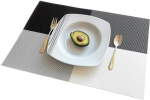 Elfself&reg; lauamattide komplekt, 6 tk, pestavad, libisemiskindlad ja kuumakindlad lauamatid ja joogialused, 30 x 45 cm, lauamatid s&ouml;&ouml;gilauale, k&ouml;&ouml;ki, restorani, kaunistuseks ja koju (must-valge gradient)