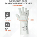 Rodopi Firewell Protect keevituskindad 1-10 paari Suurus 8-11 Veisenahast l&otilde;henenud nahk En 12477:a Keevituskindad 33 cm meestele ja naistele (1, 10)