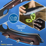 Xyj Authentic Since 1986, 9-osaline sepistatud koka noakomplekt professionaalidele koos rullkoti, teritaja, varda ja k&auml;&auml;ridega