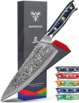 Sanmuzuo koka nuga - 20 cm - Xuan seeria - Vg10 Damaskuse terasest k&ouml;&ouml;ginuga - vaigust k&auml;epide (starry black)