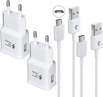 Adaptive Quick Charge laadija (2 tk), kiirlaadimisega toiteplokk koos micro Usb laadimiskaabliga, 1,5 m, &uuml;hildub Samsung Galaxy S7/s7 Edge/s6/s6 Plus/s5/s4/s3/s2/a03/j7/j3/note5 4 Mobile