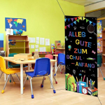 Alles Gute Zum Schulanfang b&auml;nner, 90 x 185 cm Schulanfang dekoratsioon, pol&uuml;ester kooli sissejuhatuse taustakaunistus streameriga, must b&auml;nner kooli esimeseks p&auml;evaks