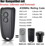 433,92 mhz garaažiukse avaja, &uuml;hildub h&ouml;rmann ecostar rse2, rsc2, garaažiukse kaugjuhtimispuldiga, 2 pakki pihuarvutisaatjaid, &uuml;hilduvad hormann liftronic 500/700/800 ja portronicuga