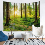 Tbrand metsa seinavaip, metsa kevadise v&auml;rskuse teemaline seinavaip 148 x 200 cm lastele, poistele, t&uuml;drukutele, lehed, p&auml;ikesekiired, p&auml;ikeset&otilde;usu seinavaip, looduse seinak&auml;ter&auml;tik