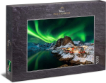 Ulmer Puzzleschmiede - Norra "aurora Borealis - Northern Lights" pusle - klassikaline 1000-osaline pusle - virmaliste motiiv Hamn&oslash;y kalurik&uuml;la kohal, Lofoten, Norra.