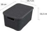 Branq - Rattan disainiga kaanega korv kodutarvete jaoks, 2 tk komplekt, suurus L, 19 liitrit, pol&uuml;prop&uuml;leenplast, antratsiit.