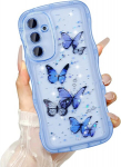 Ueebai &uuml;mbris samsung galaxy s21 fe 5g jaoks, l&auml;bipaistev vedela silikooniga mobiiltelefonikott liblika mustriga, lainelise raami kujuga, &otilde;huke p&otilde;rutuskindel kaitse&uuml;mbris, slim fit, pehme p&otilde;rkeraua kate