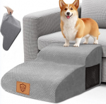 Myiosus 2 astmega koera trepp, kaldtee koertele, 55 x 40 x 30 cm, froteeriidest loomatrepp diivanile ja voodile, kassitrepp eemaldatava ja pestava kangast kattega, hall
