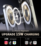 Mukiya magsafe'iga autohoidik koos laadimisfunktsiooniga, 15 w kiire mobiiltelefoni hoidik, autolaadija, ventilatsioonimagnet, juhtmevaba autolaadija, auto mobiiltelefoni hoidik iphone 16 15 14 13 12 jaoks, koos