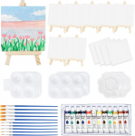 Donql 50 t&uuml;kki mini l&otilde;uend koos molbertikomplektiga, v&auml;ikesed l&otilde;uendid reguleeritava mini molbertiga, 4 x 4 tollise mini l&otilde;uendi, pintsli, v&auml;rvimispalettide ja akr&uuml;&uuml;lv&auml;rvidega &otilde;limaalimiseks, lastele ja kunstnikele