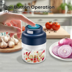 Mcbazel elektriline mini hakkija 320 ml mahutavusega, juhtmevaba k&uuml;&uuml;slauguhakkija 6 roostevabast terasest teraga liha, k&ouml;&ouml;giviljade, &uuml;rtide jaoks - sinine