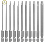 Haisheng Torx otsikute kruvikeerajate komplekt eriti pikk magnetiline kruvikeeraja 100 mm Torx auguga kuuskantvarrega kruvikeeraja elektriline kruvikeeraja T6-t40 S2 terasest t&auml;hepea 11 tk