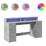 kirjutuslaud，arvutilaud LED-tuledega, betoonhall, 160x55x91 cm, tehispuit CFE7856232