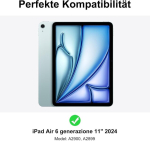 Iveoppe klaviatuur ipad air 11 2025 m3/2024 m2 jaoks, kaitse&uuml;mbris pliiatsi hoidjaga, &uuml;mbris bluetooth magnetilise qwertz klaviatuuriga ipad air 7./6. p&otilde;lvkonna 11-tollise m3/m2 jaoks, must