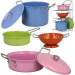 Metallist pottide komplekt lastele koos alusega