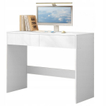 Valge kaasaegne arvutilaud 2 sahtliga, loft-stiilis tualettlaud, 100 cm