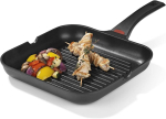 N8werk malmist alumiiniumist grillpann Midnight Edition, 28 cm, kuumuseindikaator, v&auml;rvi muutev temperatuurin&auml;idik, kolmekordne Ilag Ultimate kate madala rasvasisaldusega praadimiseks, sobib k&otilde;ikidele pliidit&uuml;&uuml;pidele