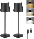 LED lauavalgusti, 2 tk, laetav, juhtmevaba, 5000 mAh aku, puutetundlik valguse reguleerimine, 2700&ndash;6000K