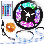 20m RGB LED valgusribade komplekt koos puldiga, mitmev&auml;rviline valgusdekoor tuppa, energias&auml;&auml;stlik LED valgustus.