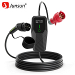 JUNSUN Black 5 m 22 kW EV PHEV EU laadija 480 V k&otilde;rgepinge CEE 32 A t&uuml;&uuml;p 2 kaasaskantav kodune mobiilne seinale kinnitatav laadimiskast LCD-ekraaniga