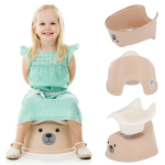 Laste potitool libisemiskindla p&otilde;hjaga, eemaldatava sisuga, stabiilne, kleebistega, karu, beež / valge, Sun Baby