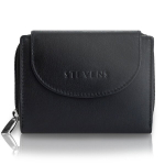 Naiste nahast rahakott Stevens, must, RFID kaitsega