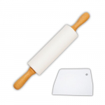 Valge silikoonist taignarull 43 cm + plastmassist taignanuga | Winder Home