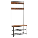 Riidekapp koos pingiga, BEGRYF, 70x32x175 cm, rustikaalne pruun, must, metall ja MDF.