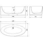 Vann Mexen Bruna, 170 x 88 cm, Valge + harjatud kuld &uuml;levool